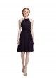 A-Line High Neck Soft Chiffon Knee Length Grape Bridesmaid Dress Sydney