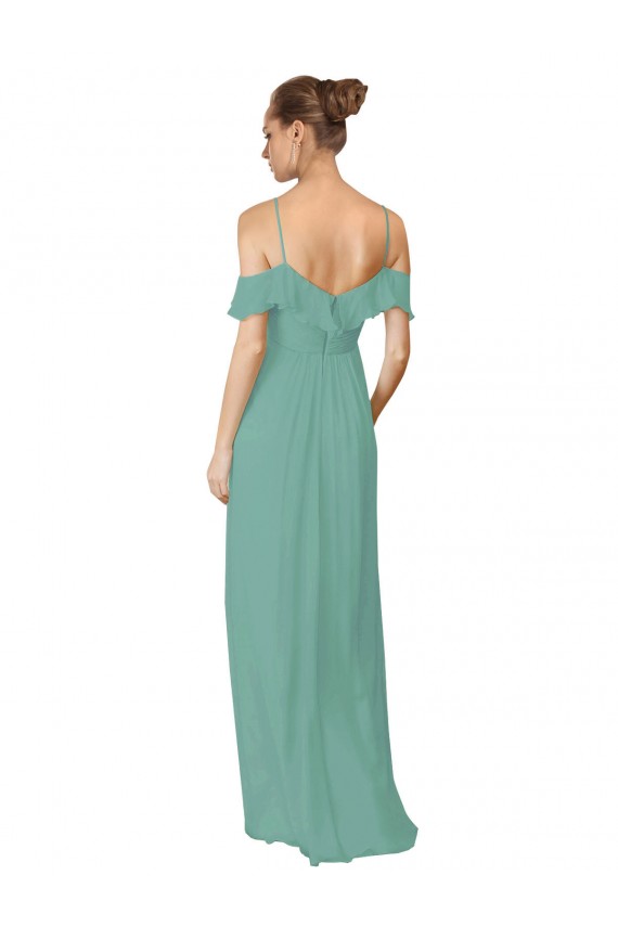 A-Line Spaghetti Straps Soft Chiffon Long Seaside Bridesmaid Dress Sydney