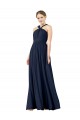 Princess V-Neck Chiffon Long Dark Navy Bridesmaid Gowns Sydney