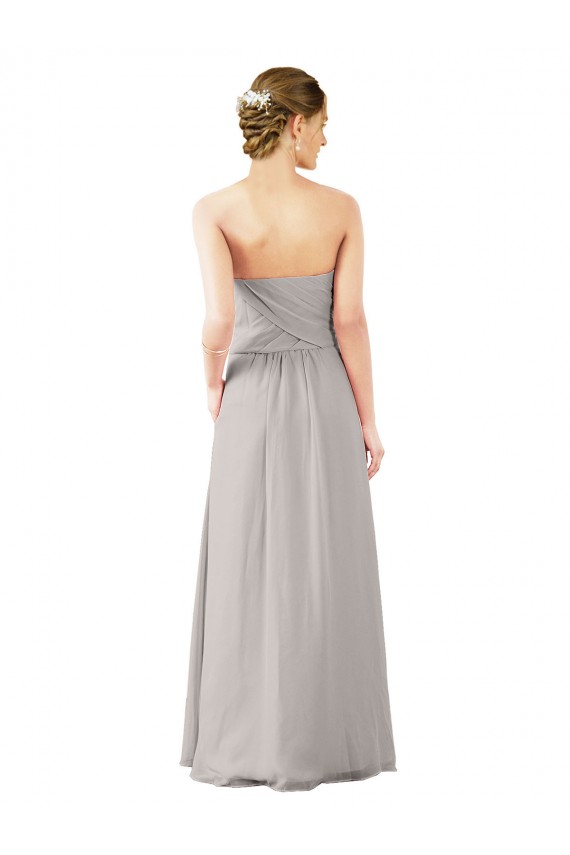 A-Line Strapless Soft Chiffon Long Oyster Silver Bridesmaid Dress Sydney