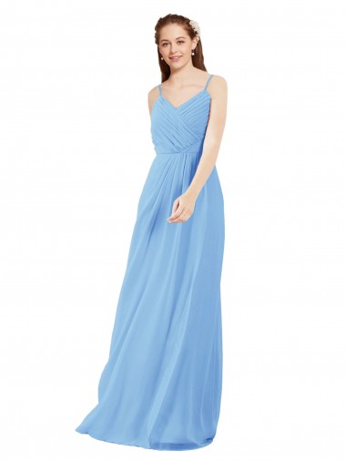 Sheath V-Neck Soft Chiffon Long Periwinkle Bridesmaid Dress Sydney