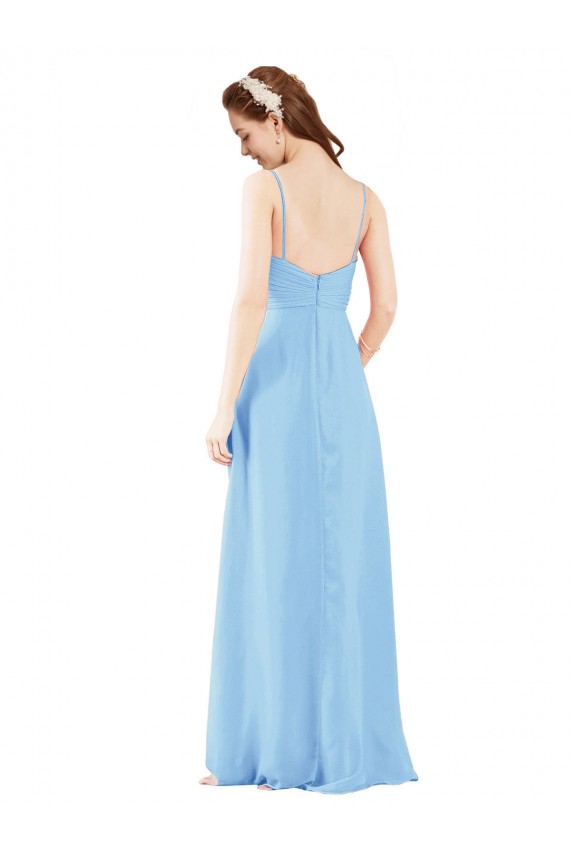 Sheath V-Neck Soft Chiffon Long Periwinkle Bridesmaid Dress Sydney
