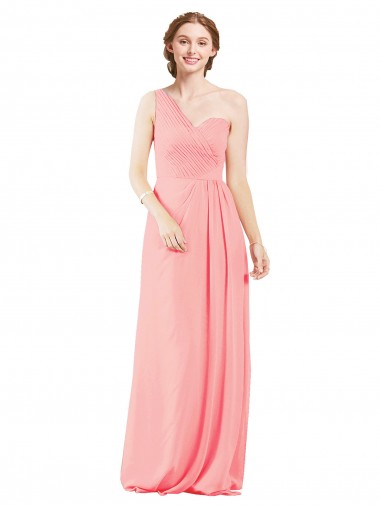 A-Line Sweetheart Soft Chiffon Long Salmon Bridesmaid Dress Sydney