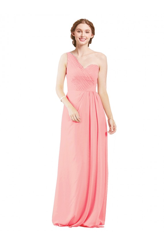 A-Line Sweetheart Soft Chiffon Long Salmon Bridesmaid Dress Sydney