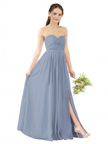 A-Line Sweetheart Soft Chiffon Long Dusty Blue Evening Gowns / Bridesmaid Dress Sydney