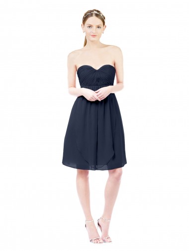 A-Line Sweetheart Soft Chiffon Knee Length Dark Navy Bridesmaid Dress Sydney