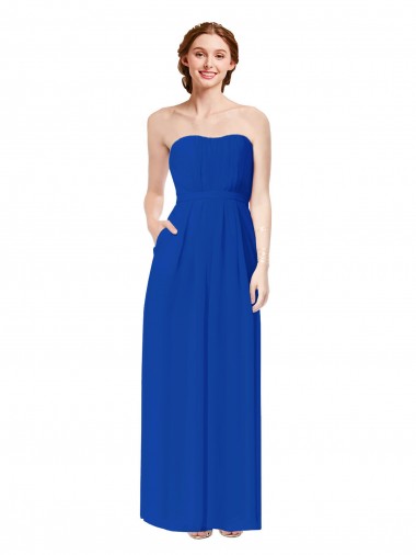 Sheath Sweetheart Soft Chiffon Long Royal Blue Bridesmaid Dress Sydney