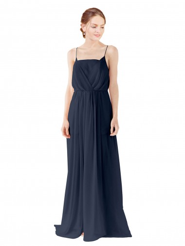 A-Line Spaghetti straps Chiffon Long Dark Navy Bridesmaid Dress / Evening Gowns Sydney