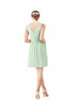 A-Line V-Neck Soft Chiffon Knee Length Sage Bridesmaid Dress Sydney