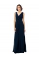 A-Line V-Neck Chiffon Long Dark Navy Bridal Party Dress Sydney