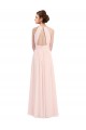 A-Line Halter Neck Soft Chiffon Long Pink Bridesmaid Dress Sydney