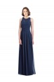 A-Line Halter Neck Chiffon Long Floor Length Dark Navy Bridesmaid Dress Sydney