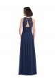 A-Line Halter Neck Chiffon Long Floor Length Dark Navy Bridesmaid Dress Sydney