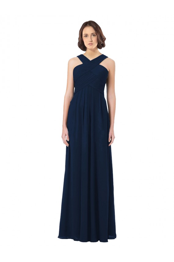 A-Line Sweetheart Chiffon Long Floor Length Dark Navy Bridesmaid Dress Sydney