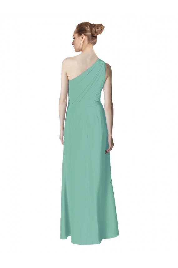 A-Line One Shoulder Soft Chiffon Long Jade Bridesmaid Dress Sydney