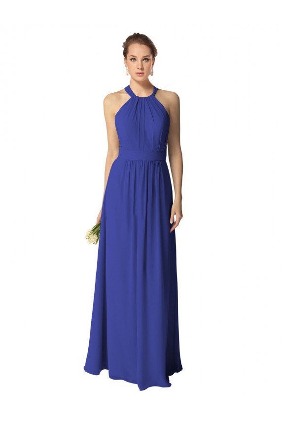 A-Line Halter Neck Soft Chiffon Long Royal Blue Evening Dress / Bridesmaid Dress Sydney