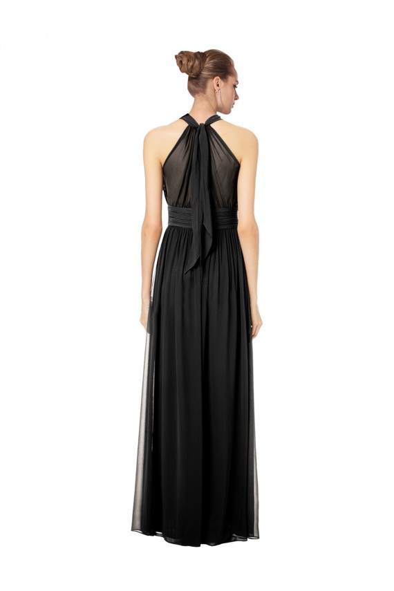 A-Line Halter Neck Soft Chiffon Long Hunter Bridesmaid Dress Sydney