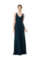 A-Line V-Neck Soft Chiffon Long Midnight Green Bridesmaid Dress Sydney