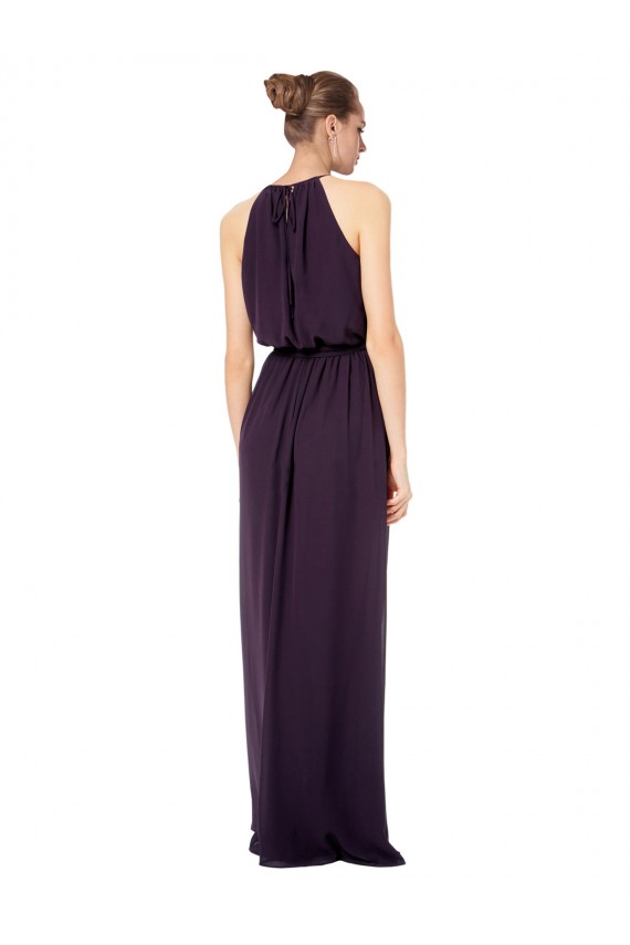 A-Line Halter Neck Soft Chiffon Long Pink Bridesmaid Dress Sydney