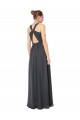 A-Line Halter Neck Soft Chiffon Long Stormy Silver Bridesmaid Dress Sydney