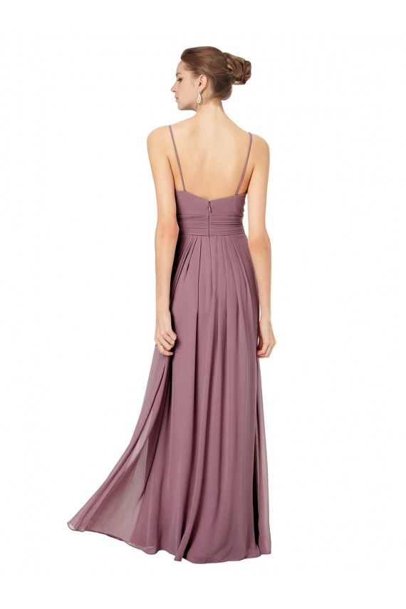 A-Line V-Neck Soft Chiffon Long Pink Bridesmaid Gowns Sydney