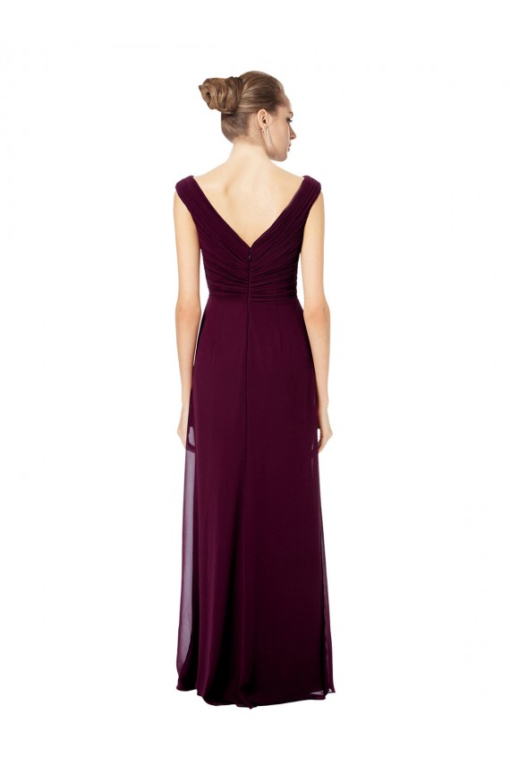 A-Line V-Neck Soft Chiffon Long Royal Blue Bridesmaid Dresses Sydney