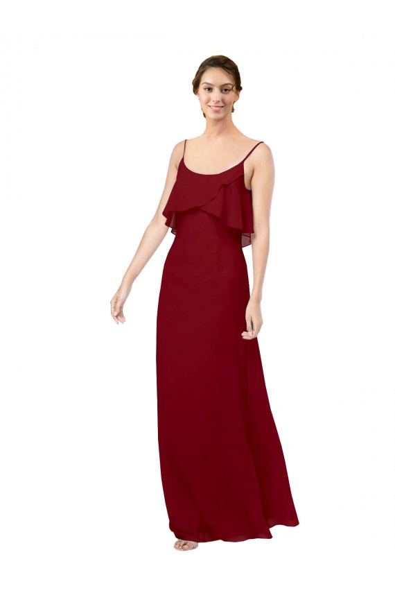 Sheath Scoop Neck Soft Chiffon Long Burgundy Bridesmaid Dress Sydney