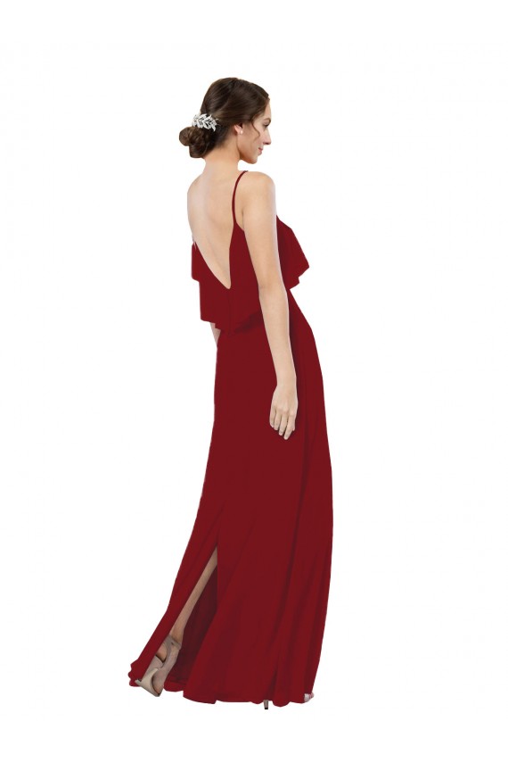 Sheath Scoop Neck Soft Chiffon Long Burgundy Bridesmaid Dress Sydney