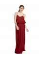 A-Line Spaghetti Straps Soft Chiffon Long Burgundy Bridesmaid Dress Sydney