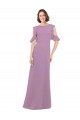 A-Line High Neck Soft Chiffon Long Dark Lavender Bridesmaid Dresses Sydney