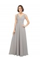 A-Line V-Neck Soft Chiffon Long Oyster Silver Bridesmaid Dress Sydney