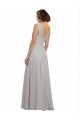 A-Line V-Neck Soft Chiffon Long Oyster Silver Bridesmaid Dress Sydney
