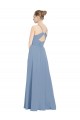 A-Line V-Neck Soft Chiffon Long Dusty Blue Evening Dress / Bridesmaid Dress Sydney