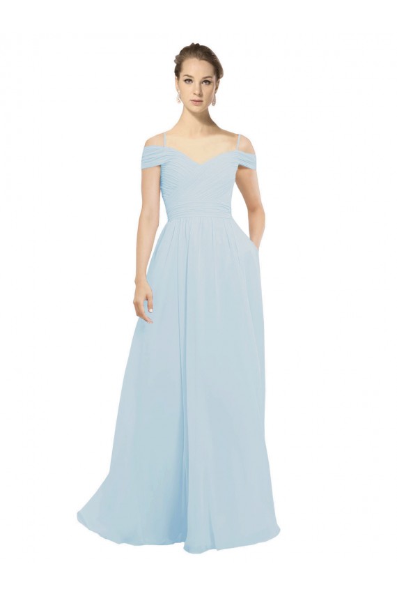 A-Line Off the Shoulder Soft Chiffon Long Sea Glass Evening Dress / Bridesmaid Dress Sydney