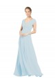 A-Line V-Neck Soft Chiffon Long Sea Glass Bridesmaid Dress Sydney
