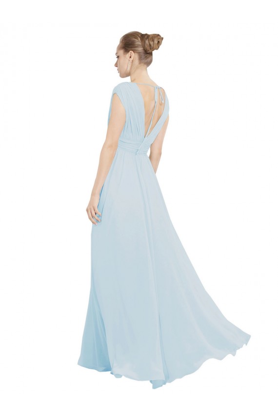 A-Line V-Neck Soft Chiffon Long Sea Glass Bridesmaid Dress Sydney