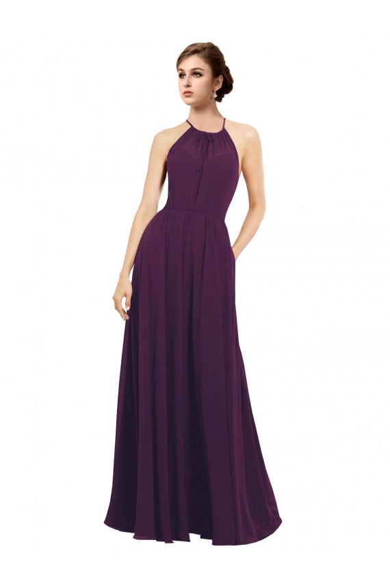 A-Line Halter Neck Chiffon Long Grape Bridesmaid Dress / Evening Dress Sydney