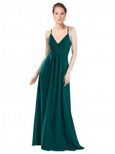 A-Line V-Neck Chiffon Long Hunter Bridesmaid Dress / Evening Dress Sydney
