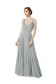 A-Line V-Neck Chiffon Long Silver Bridesmaid Dress / Evening Dress Sydney