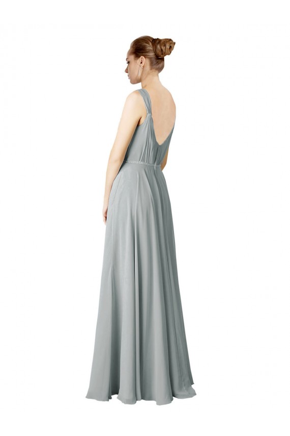 A-Line V-Neck Chiffon Long Silver Bridesmaid Dress / Evening Dress Sydney