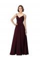 A-Line V-Neck Soft Chiffon Long Burgundy Gold Bridesmaid Dress Sydney