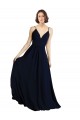 A-Line V-Neck Chiffon Long Dark Navy Bridesmaid Dress & Gowns Sydney