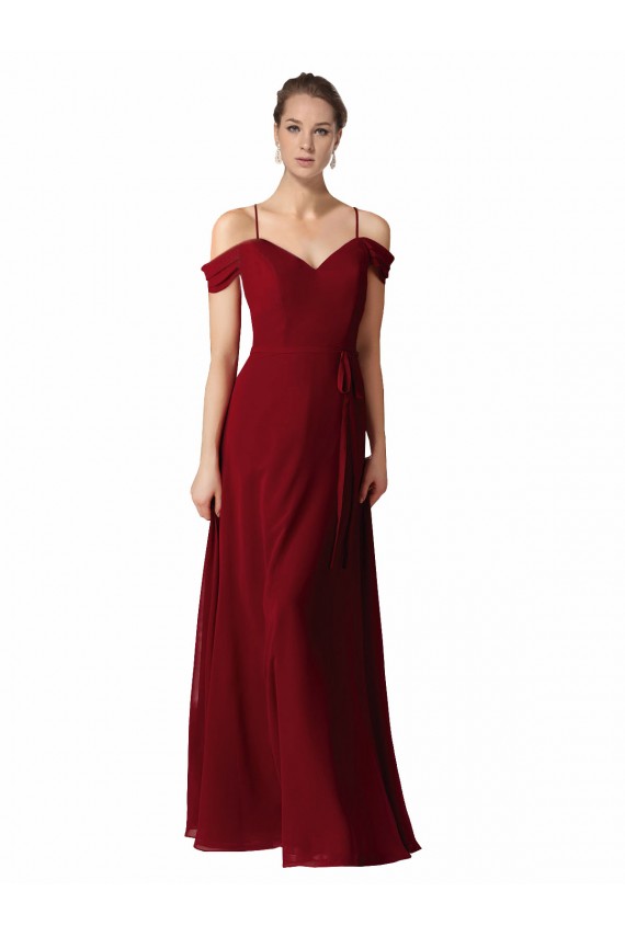A-Line Sweetheart Chiffon Long Burgundy Bridesmaid Dress / Evening Dress Sydney