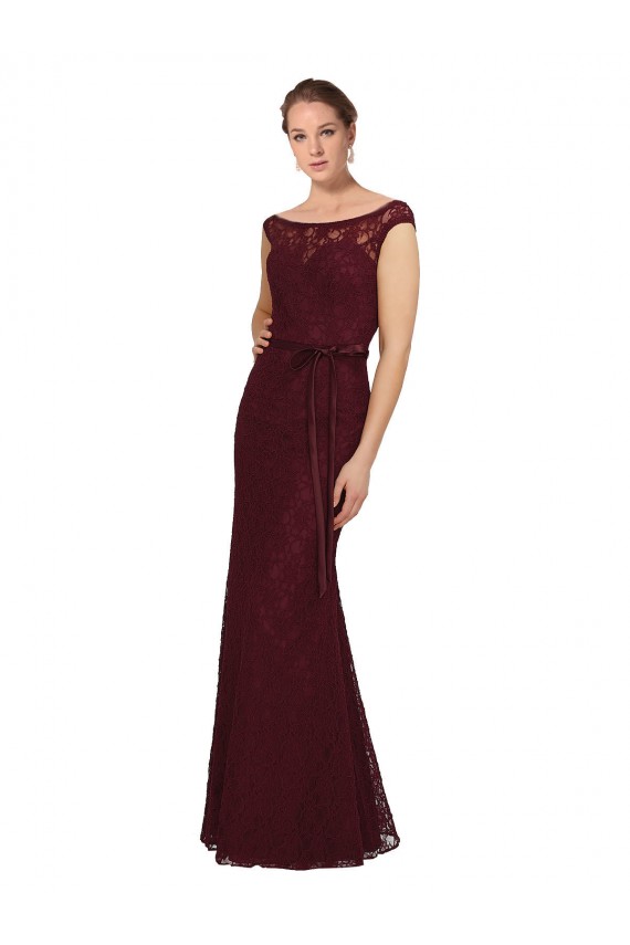Sheath Bateau Neck Soft Chiffon Long Burgundy Gold Bridesmaid Dress Sydney
