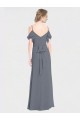 A-Line V-Neck Soft Chiffon Long Slate Grey Bridesmaid Dress Sydney