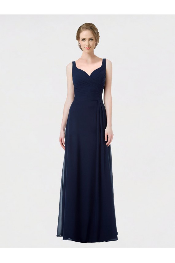 A-Line Sweetheart Lxue Chiffon Long Dark Navy Bridesmaid Dress Sydney