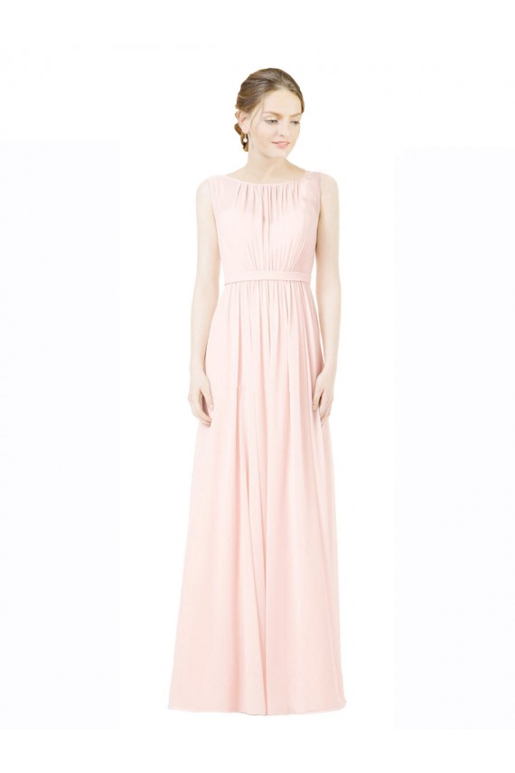 A-Line Jewel Soft Chiffon Long Bridesmaid Dress Sydney