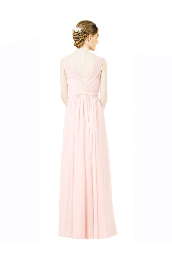 A-Line Jewel Soft Chiffon Long Bridesmaid Dress Sydney