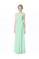 A-Line One Shoulder Soft Chiffon Long Mint Green Bridesmaid Dress Sydney