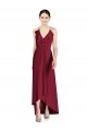 A-Line V-Neck Soft Chiffon Long Burgundy High Low Bridesmaid Dress Sydney